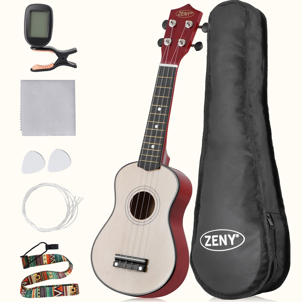 21 inch Ukelele Beginner Kit with Gig Bag, Digital Tuner, Strings, Strap, Cloth
