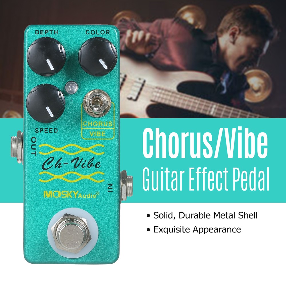 MOSKYaudio Chorus Vibe Guitar Effect Pedal True Bypass 3 Control Knobs DC9V S1W8