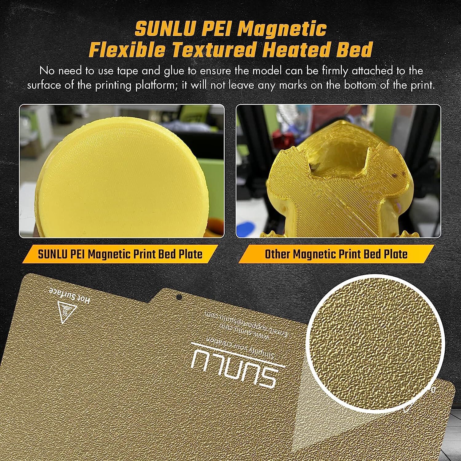 SUNLU PEI Magnetic Build Plate, 9.25x9.25inchs (235x235mm), 2*PEI+1*Base Sticker