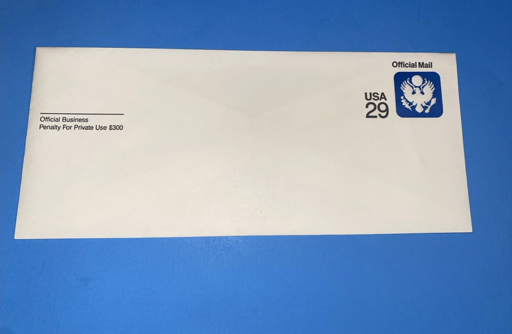 U084 EAGLE EMBLEM OFFICIAL BUSINESS  29c   ENVELOPE 1991