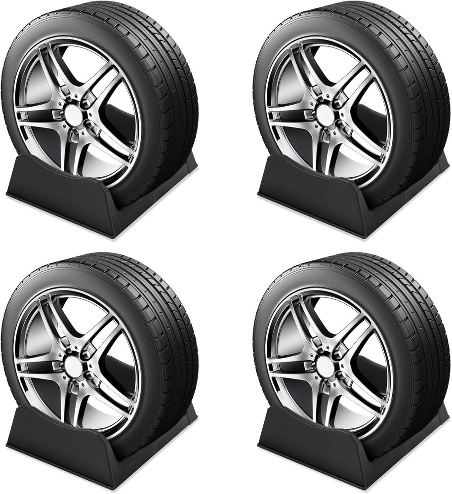 4 Pcs Car Tire Display Stand Wheel Display Rack Adjustable Width Rim Storage