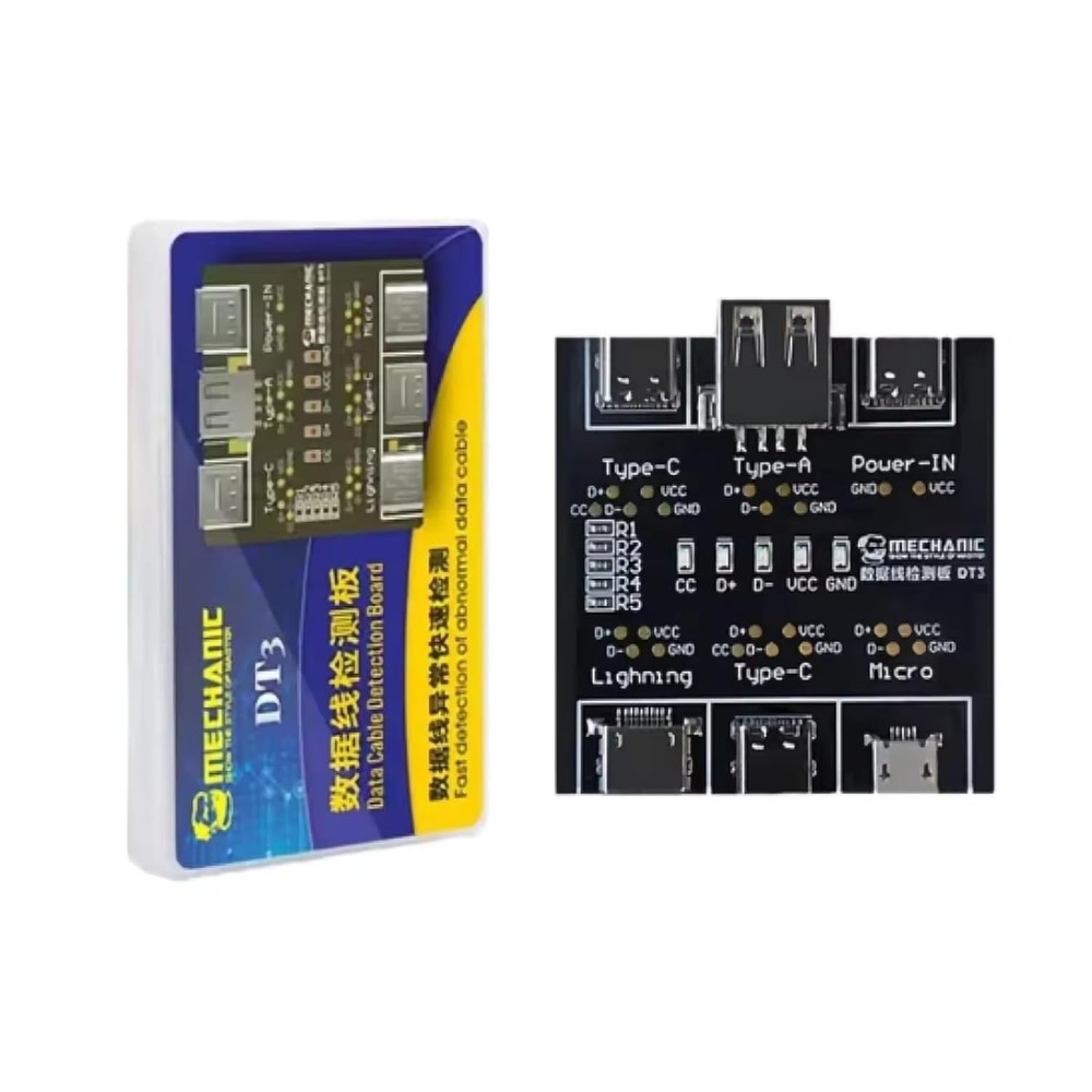 DT3 ON-Off Data Cable Detection Board USB Tester for iOS Android Black