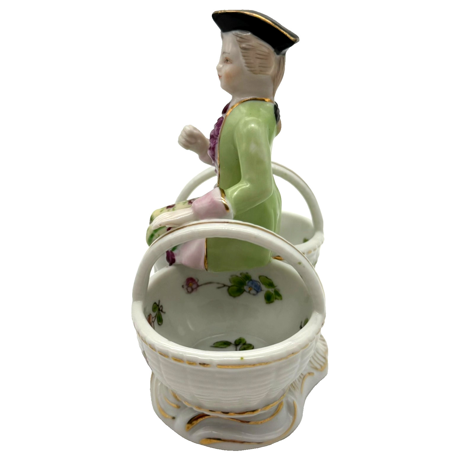 Andrea by Sadek Double Basket Porcelain Figurine Salt Cellars Occupied Japan
