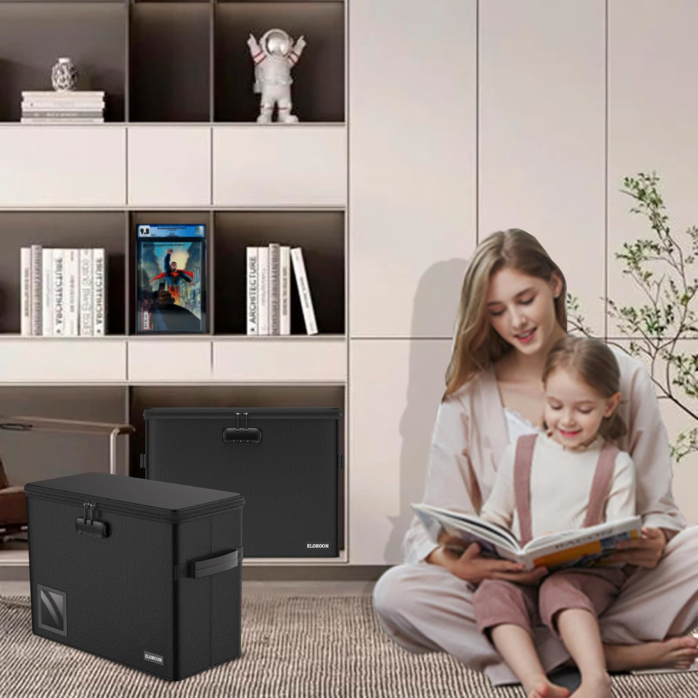 Comic Book Storage Box for 30 Comics, Fireproof Moistureproof Stackable Case