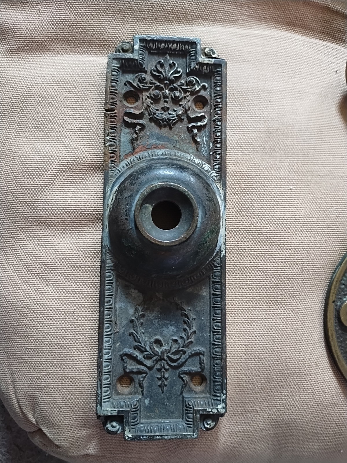 Antique Chicago 1745 Solid Bronze Ornate Victorian Doorbell Plate