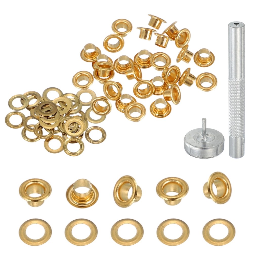 20Set Grommets Eyelets Kit 3.5mm Copper Eyelets with Setting Tool Gold