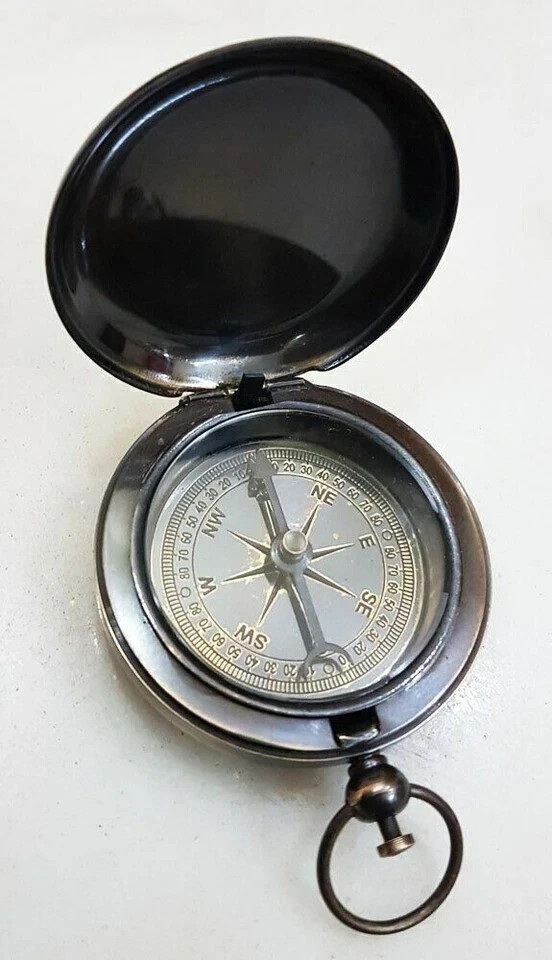 Handmade Push Button Compass Antique Brass Pocket Compass Best Gift