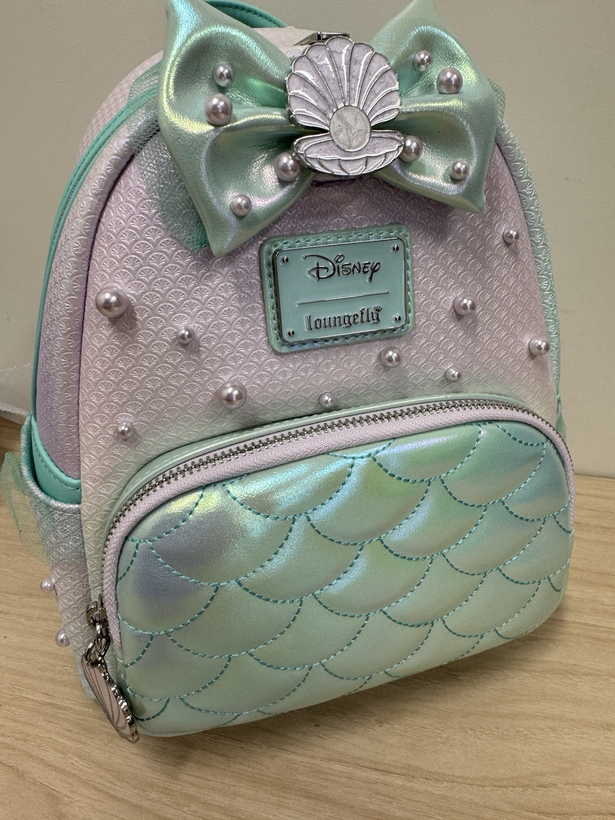 Loungefly Princess Ariel  The Little Mermaid Iridescent Pearl Mini Backpack NWT