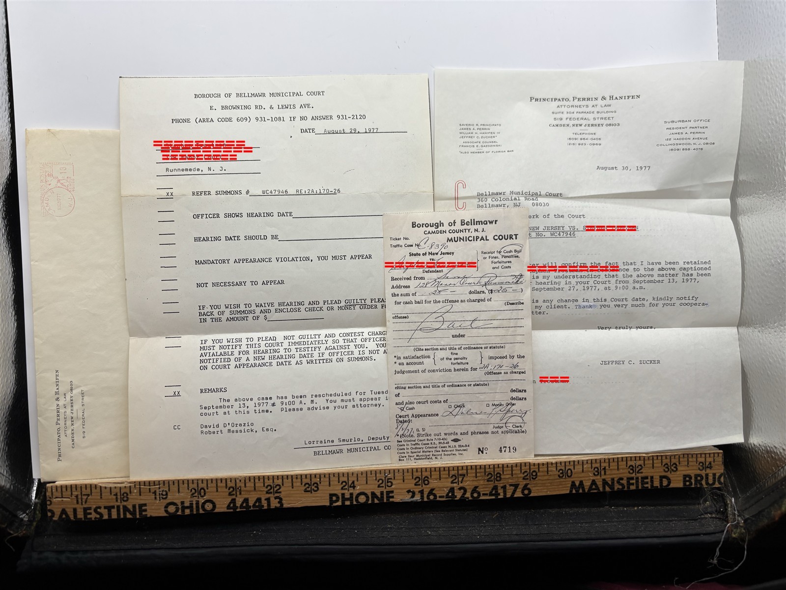 1977 Bellmawr Municipal Court Runnemede New Jersey Assault Documents Vintage