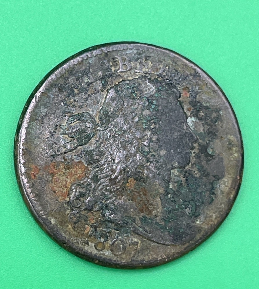 1807 1c Comet Draped Bust Large Cent Fine Clear Date Low Mintage