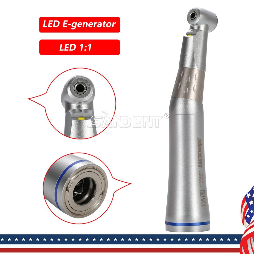 Dental 1:1 Contra Angle E-generator LED Internal Way Low Speed Handpiece E-type