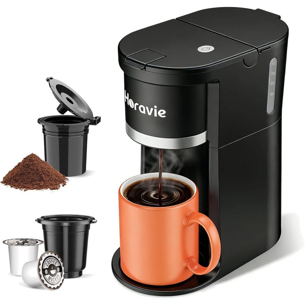 Small Single Serve Coffee Maker, Fast Brew One Cup Coffee Machine for K Cup a...