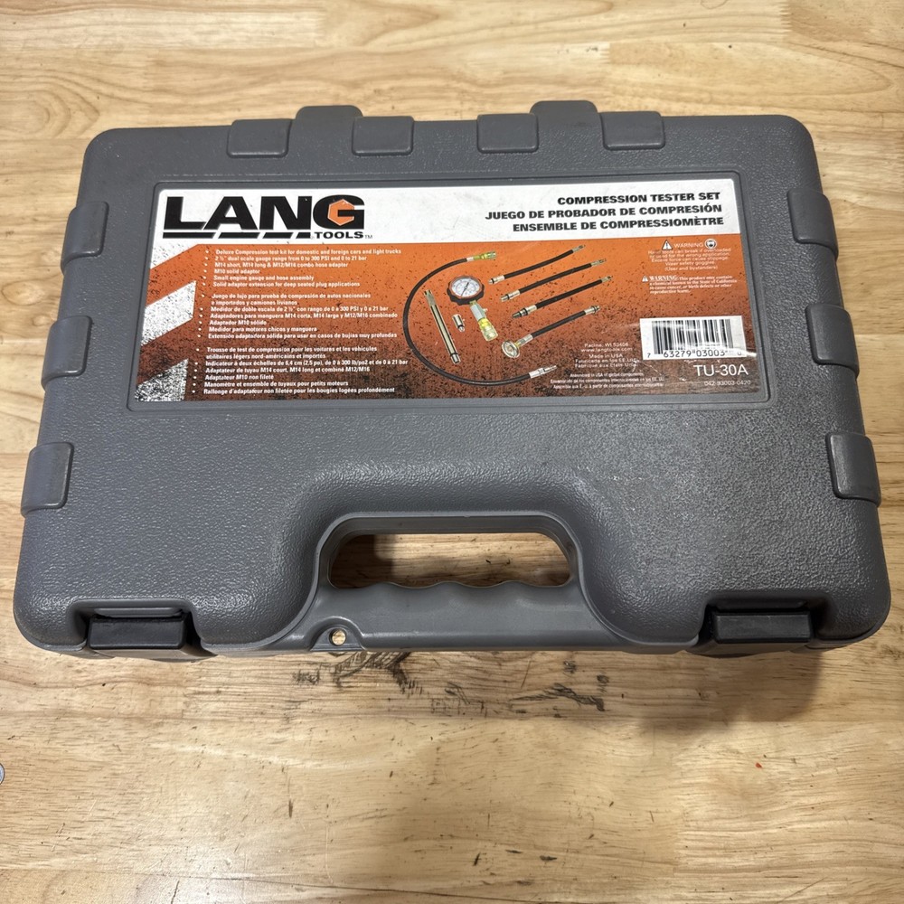 Lang TU-30A Compression Tester Set, Gasoline Engine Testing Kit with Adapters