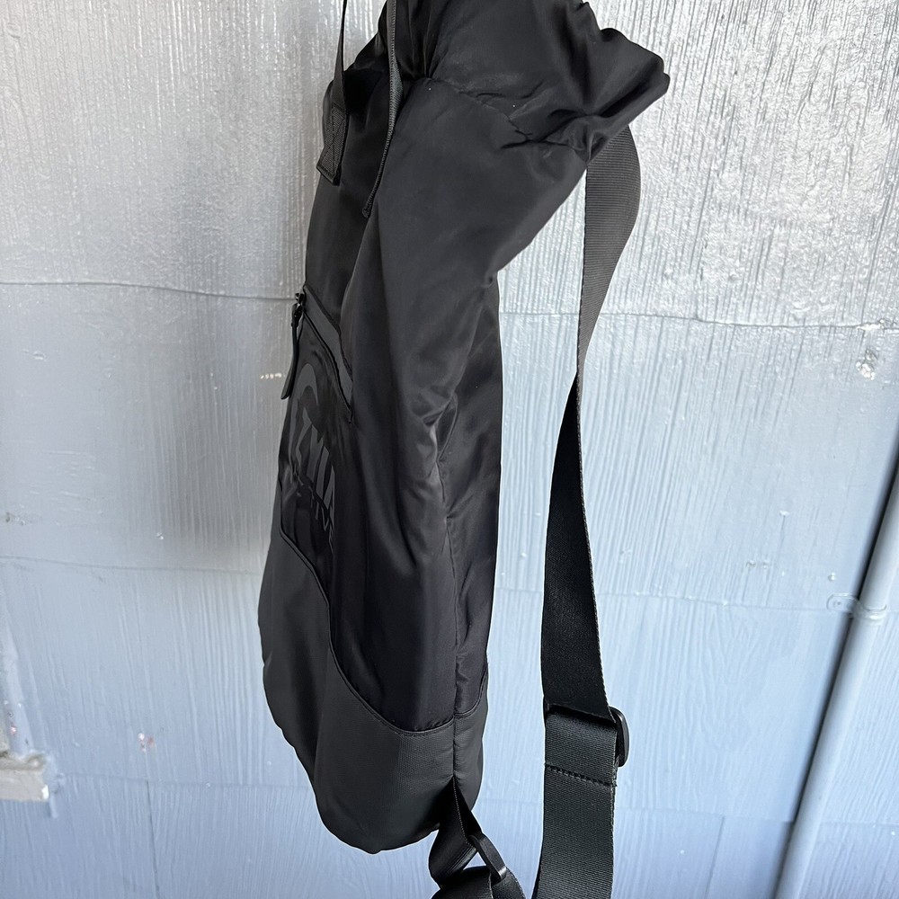 Zyia Active Drawstring Backpack Puffer Black Gym Travel Bag Pockets