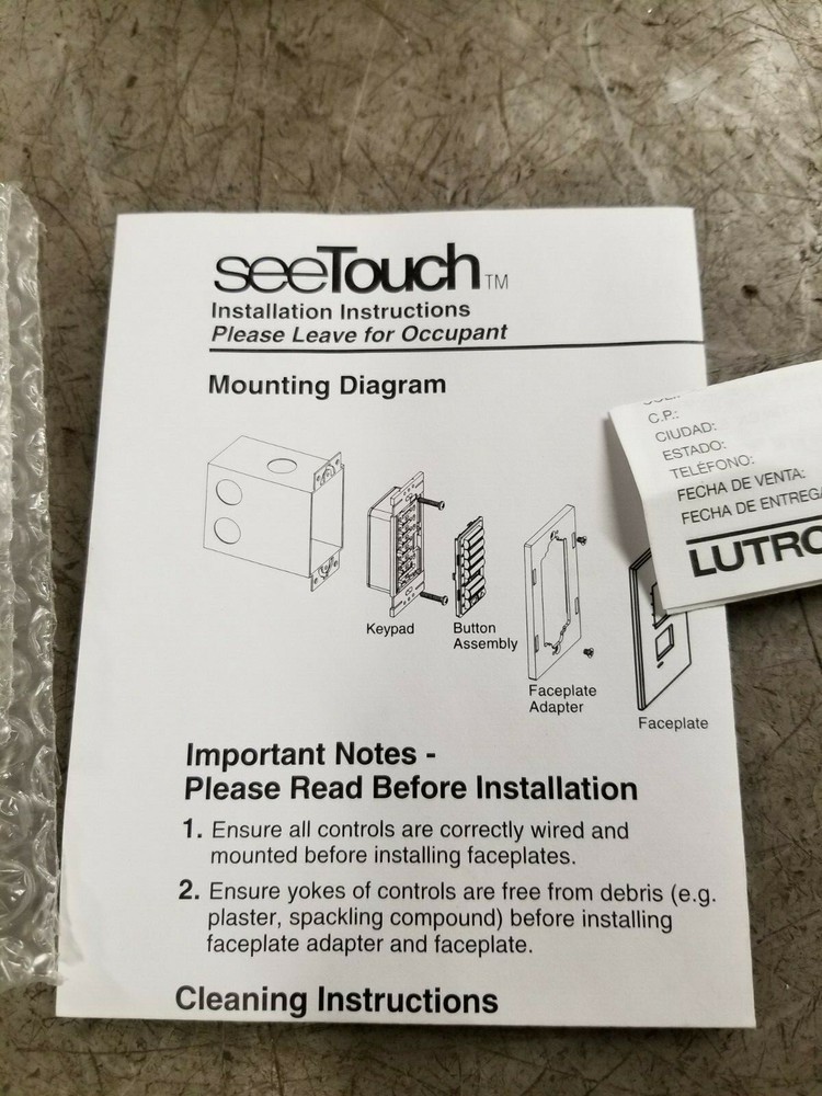 NEW LUTRON SR-3BI-WH-EGN SEETOUCH 3-BUTTON INSERT REPLACEMENT FACEPLATE KIT
