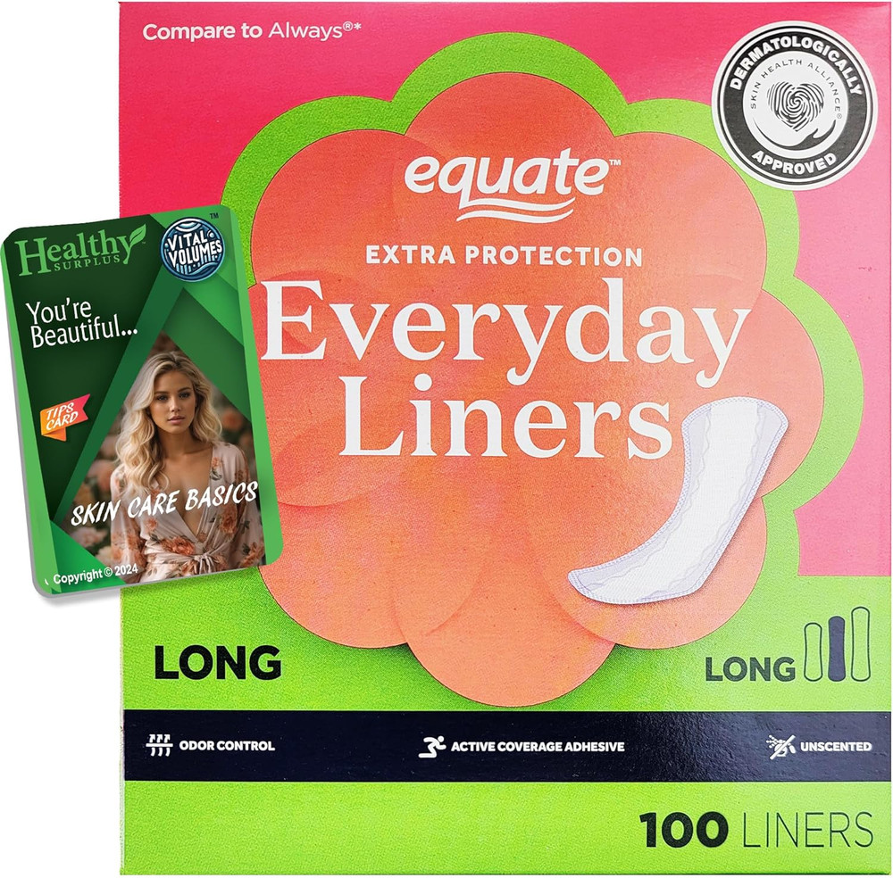 Equate Everyday Liners - Long - 100 Liners with Active Coverage and Vital Volume