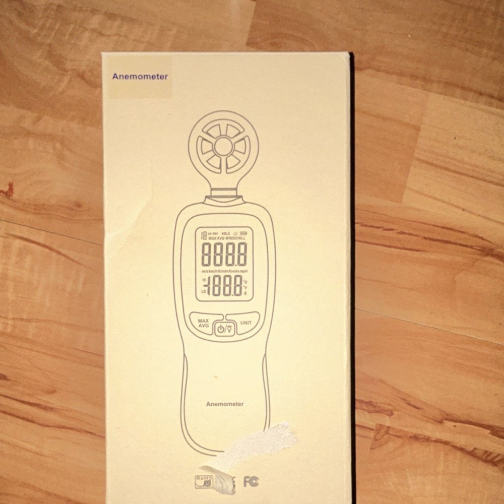 Vane Anemometer Wind Speed 0-30m/s & Temperature Meter with LCD Display