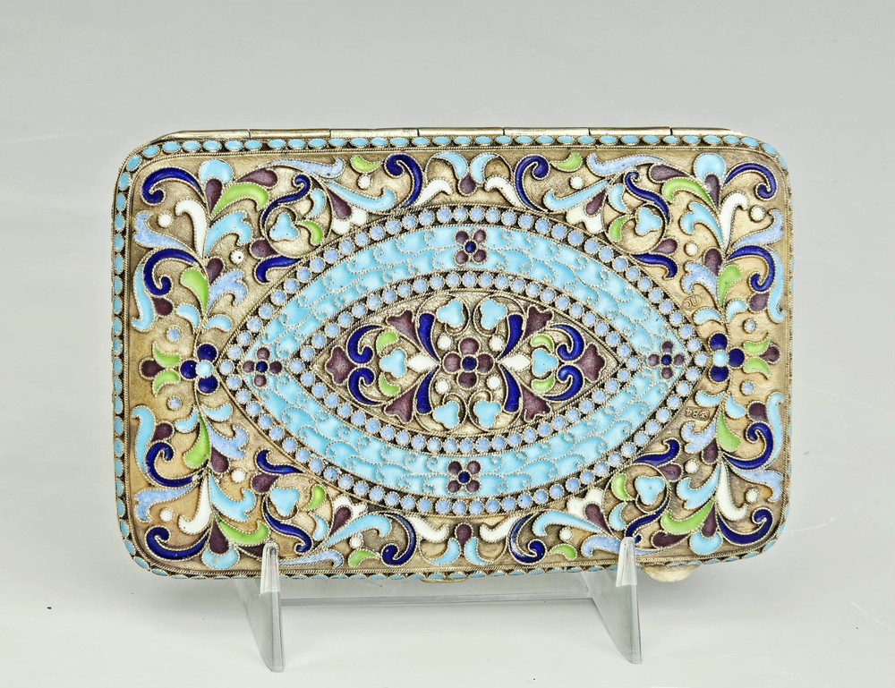 19C Russian Gilt Silver Enamel Cigarette Case