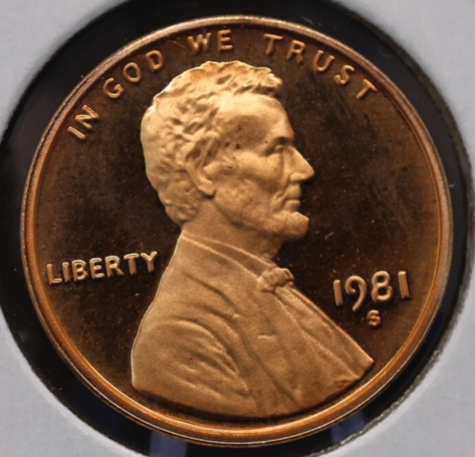 1981-S Cameo Proof Uncirculated Lincoln Memorial cent. Type 1.