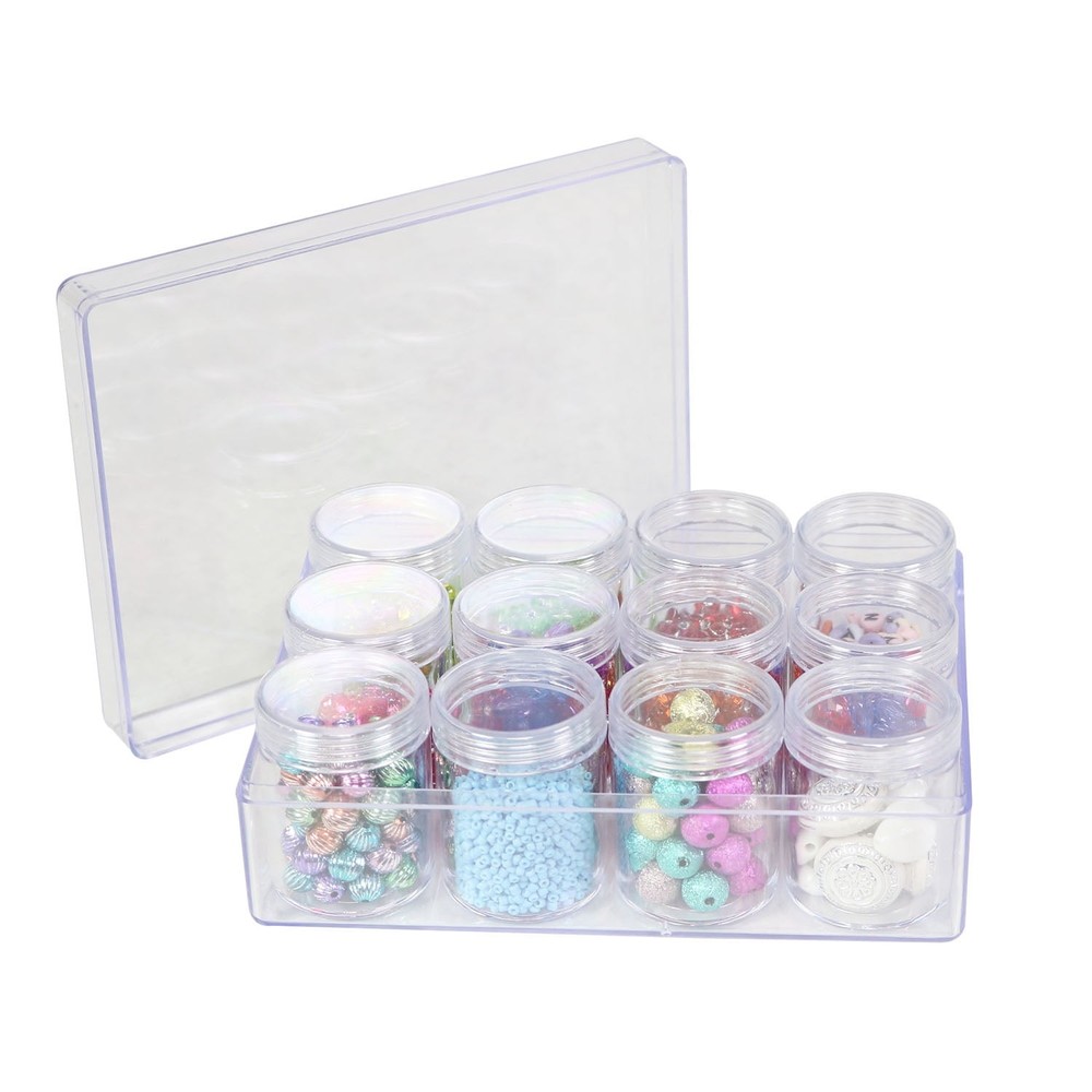 Plastic Beading Craft & Hobby Storage Box Clear Single 12-Unit New