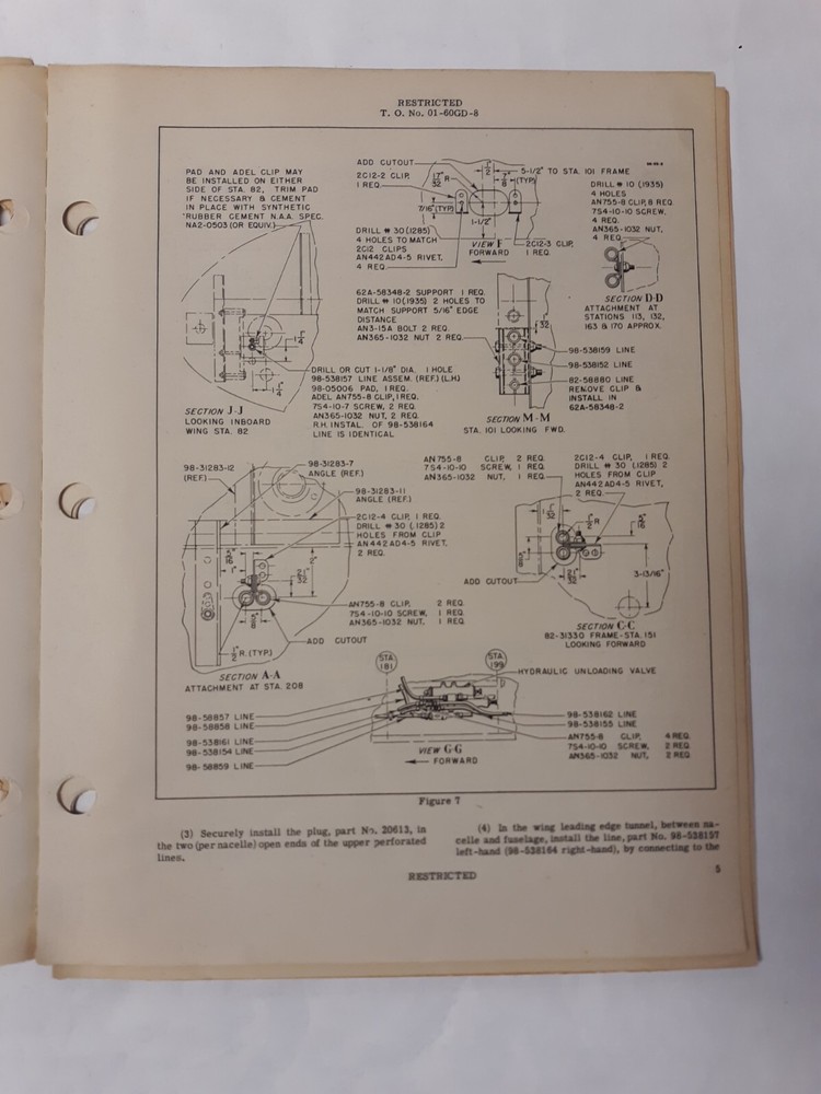 North American Model B-25H Technical Orders Original