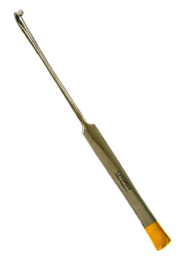 8" Gold Tipped Flat Handle Smooth Snook Hook, Veterinary Spay Hook Instrument