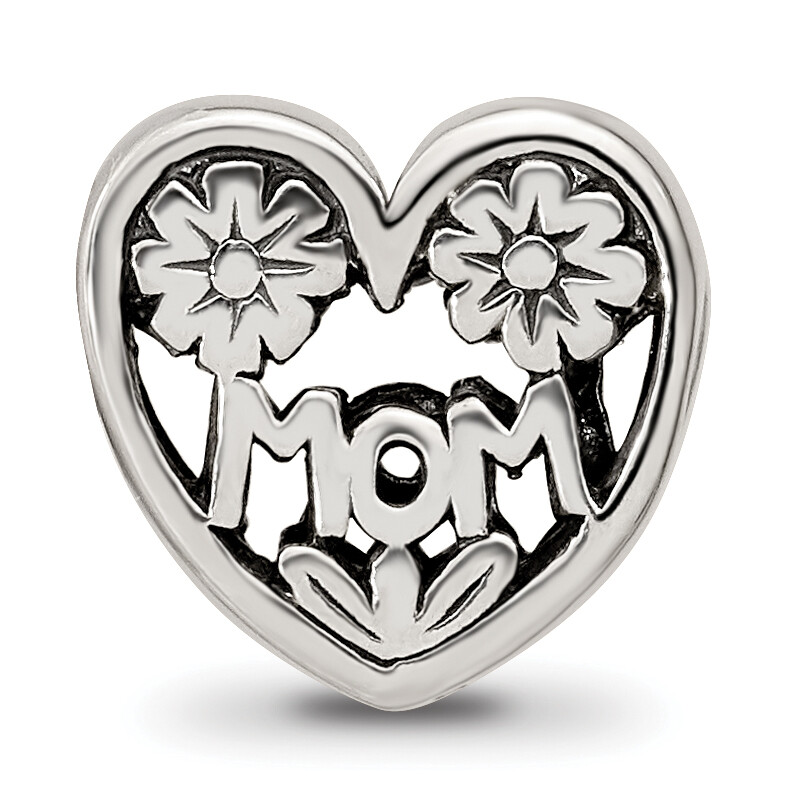 Silver Reflections Mom Heart Bead QRS2450