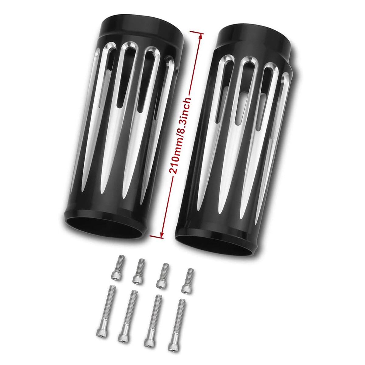 2" Extend Aluminum CNC Cut Black Fork Boots Cover For Harley Touring Road King