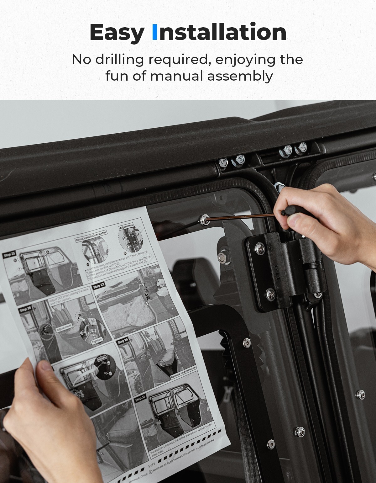 KEMIMOTO 2-in-1 Front & Rear Full Doors w/Windows For UForce 1000 XL 2022-2026