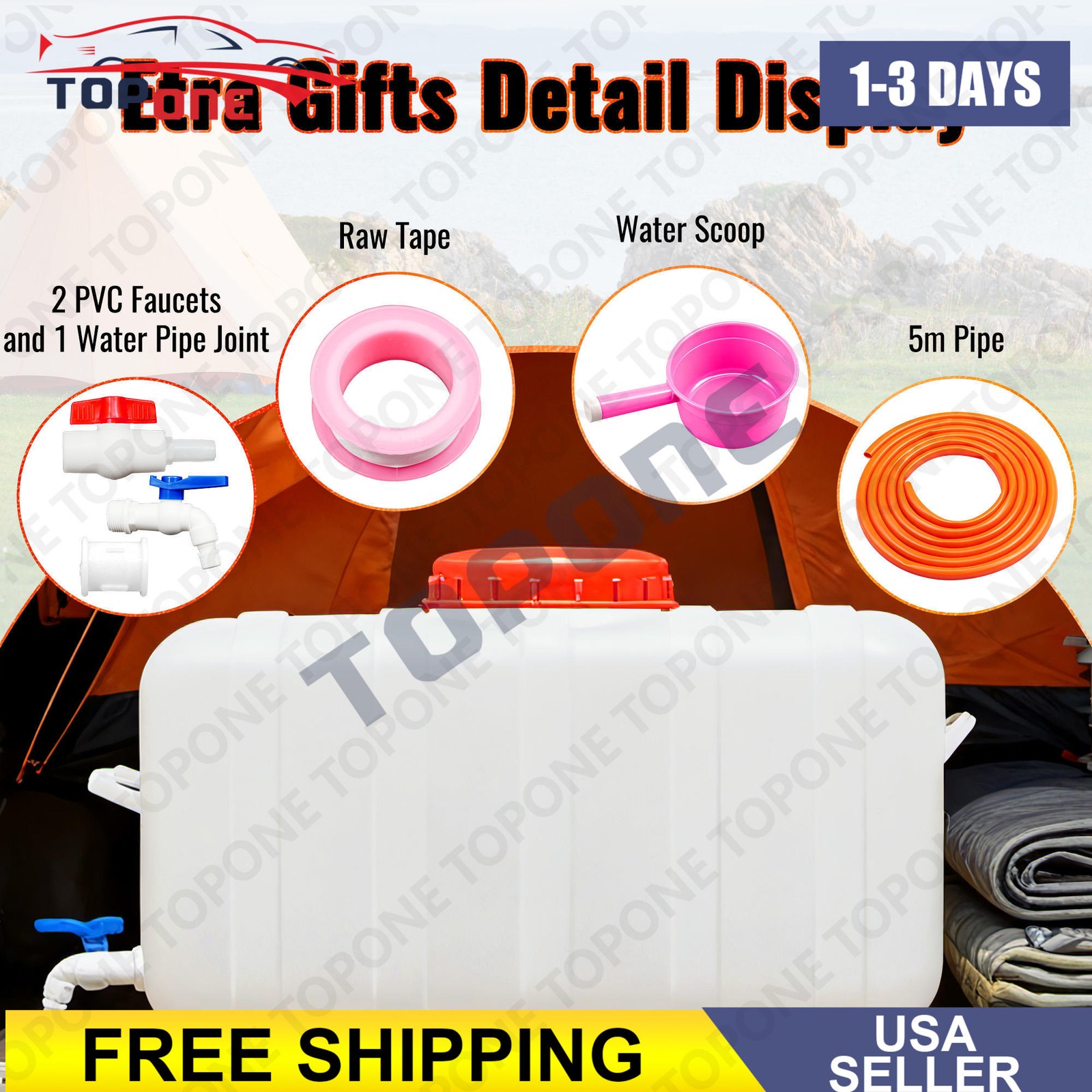 Portable Water Tank With Spigot and Hose For Camping & Emergency ﻿Preparedness