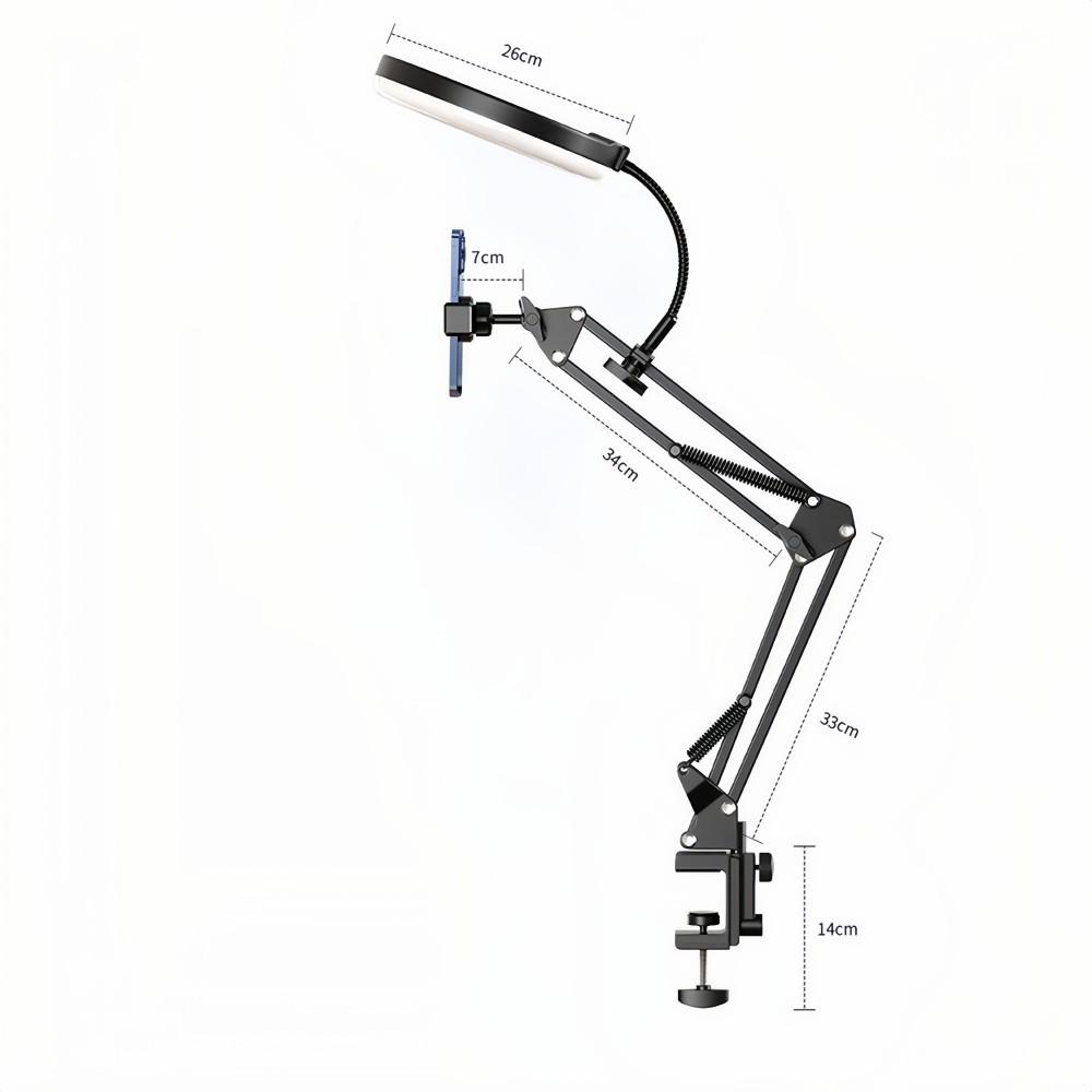 Overhead Camera Phone Mount Selfie Ring Light Desk Tripod for Video Live Stream
