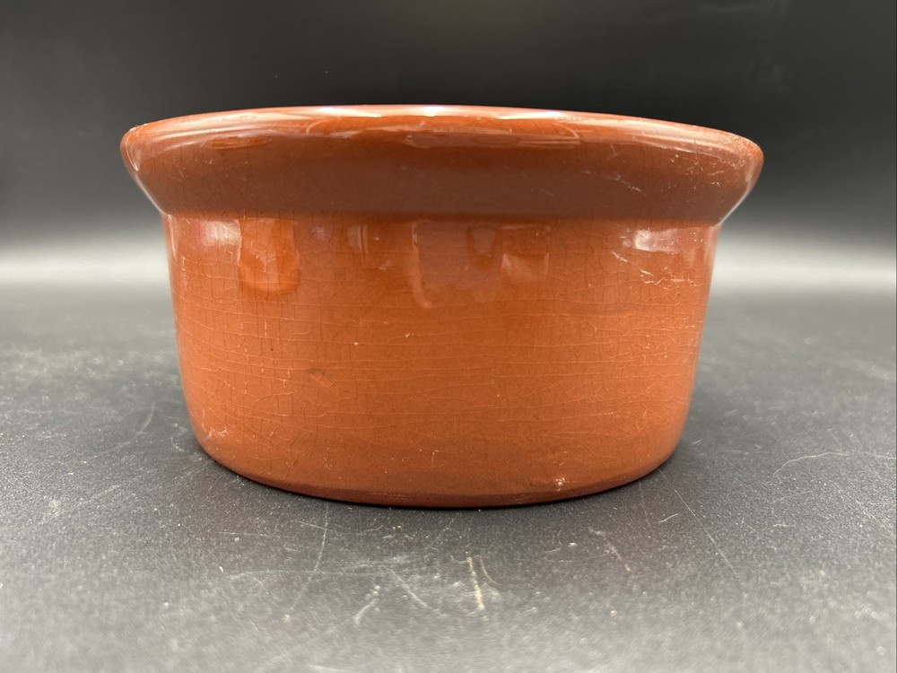 Ceramic Covered Baking Dish, Red/Brown Glaze, White Inside & Accent