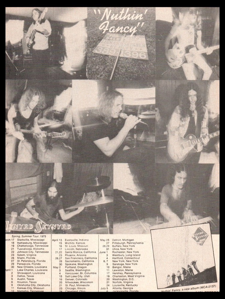 1975 Lynyrd Skynyrd-Nuthin’ Fancy-print ad /mini-poster-Vintage Rock music ORIG.