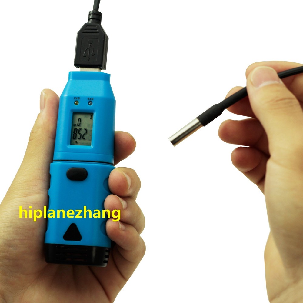 Mini 3-Channel USB Data Logger Internal External Temperature Humidity 32KReading