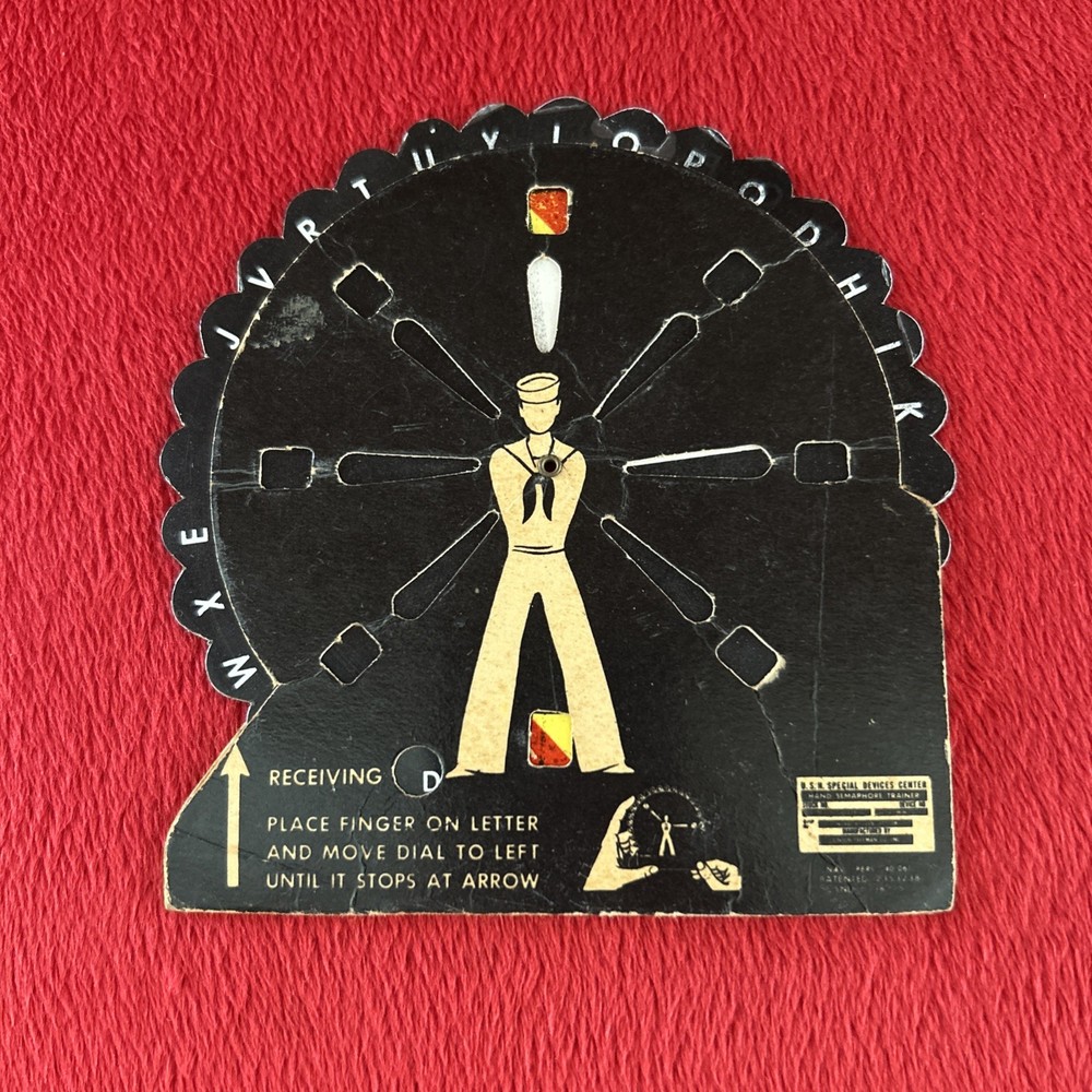 WW2 U.S. Navy Signaling Card Hand Semaphore Trainer WWII USN