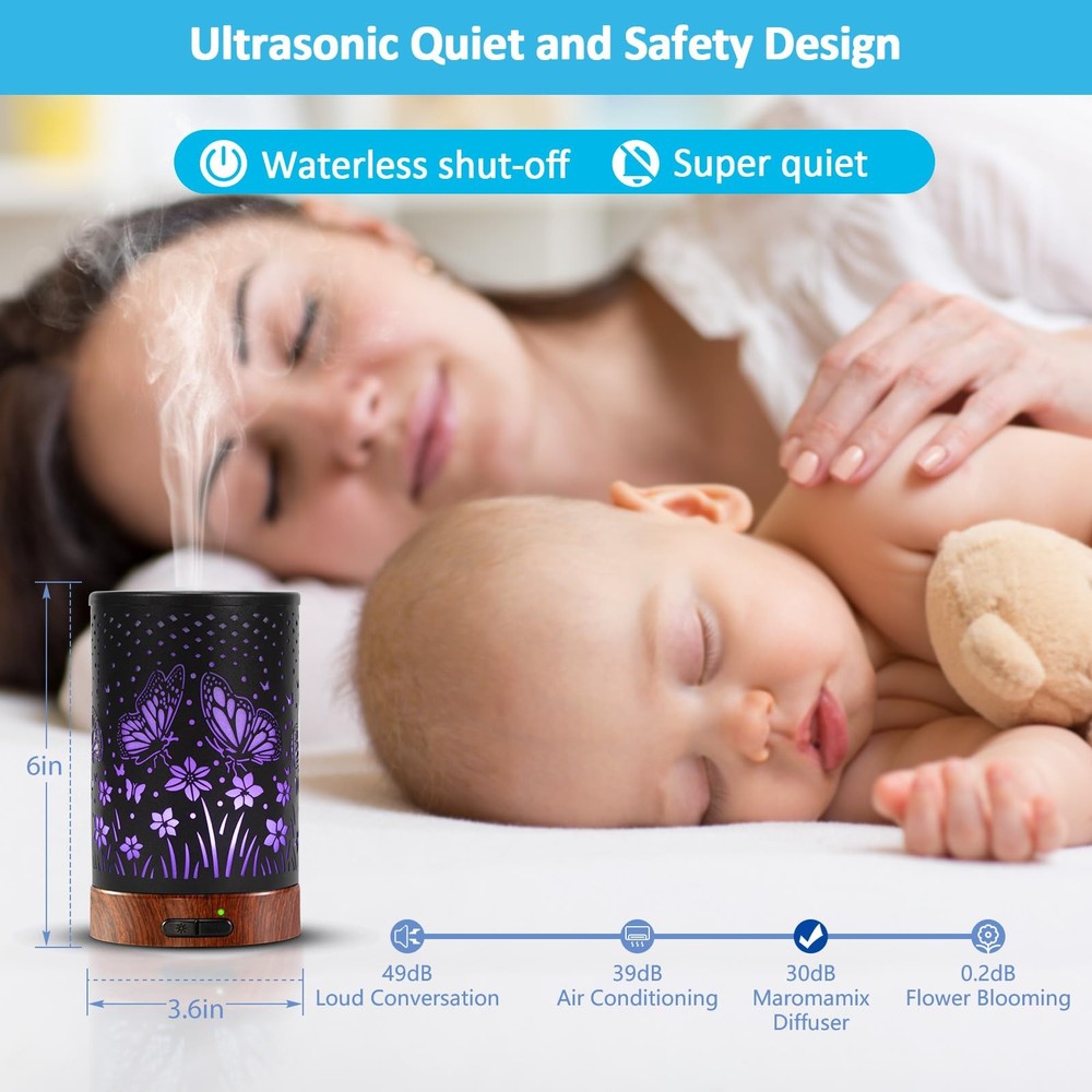 Essential Oil Diffuser - 150ML Metal Aromatherapy Large Butterfly