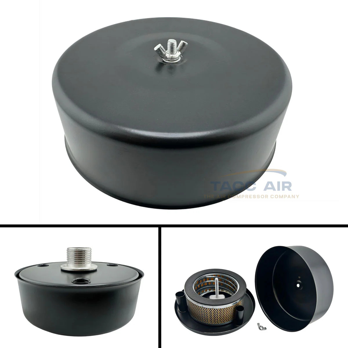 1" NPT Air Compressor Intake Filter Silencer Assembly Metal Housing W/ Element