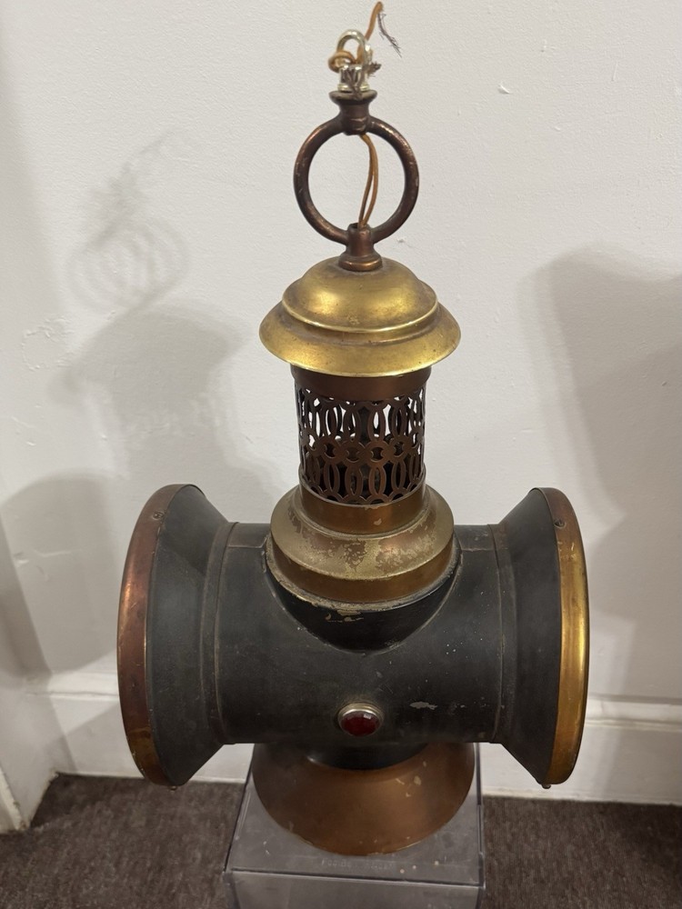 Antique Dbl Sided Railroad Lantern Lamp
