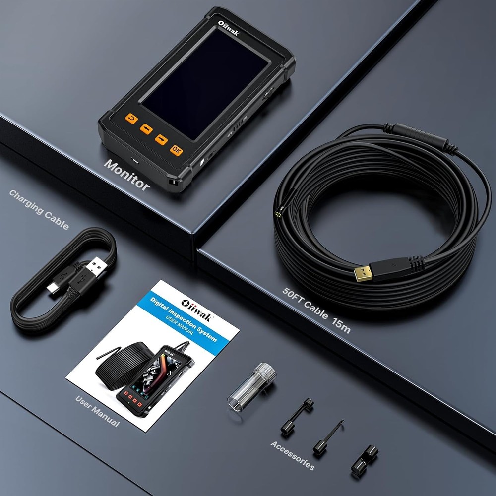 50FT Endoscope Camera with Light, Snake Borescope Endoscope Inspection Camera...