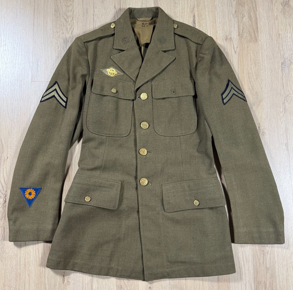 WW2 US Army Air Corps Air Force NCO Tunic Jacket Uniform Engineer NAMED Size 35L