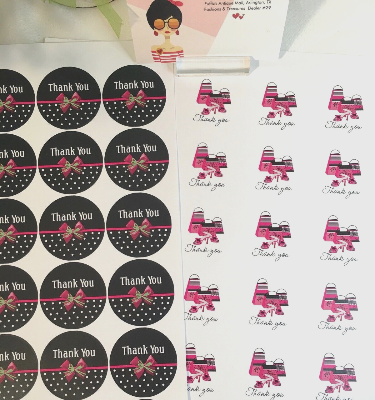 120x Business Thank You For Your Purchase Cards Stickers, Ladies Fashion