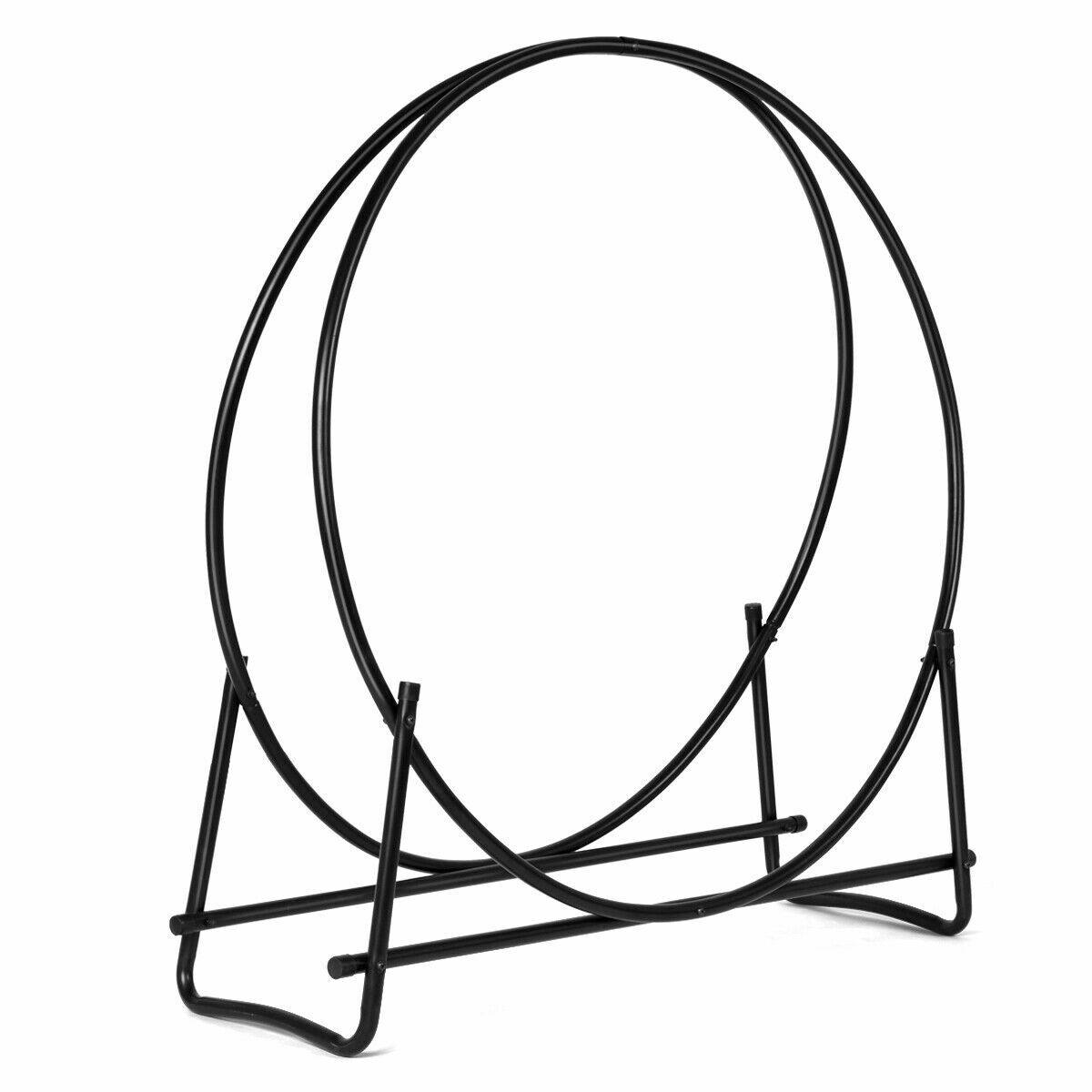 40-Inch Tubular Steel Log Hoop Firewood Storage Rack Holder Round Display New