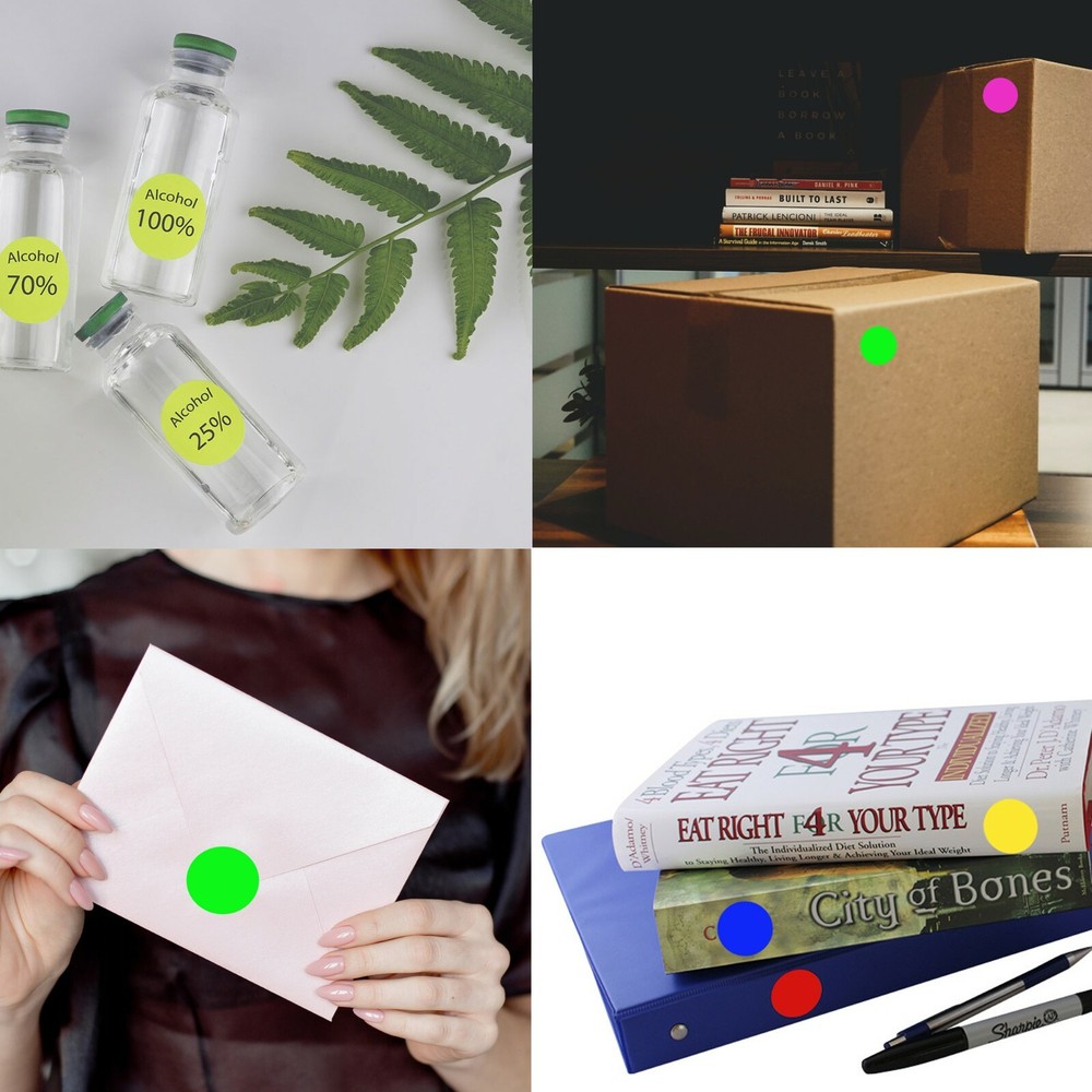Rounded Stickers 25mm for Color Coding 1" Inch Permanent Adhesive Dots 576 Pack