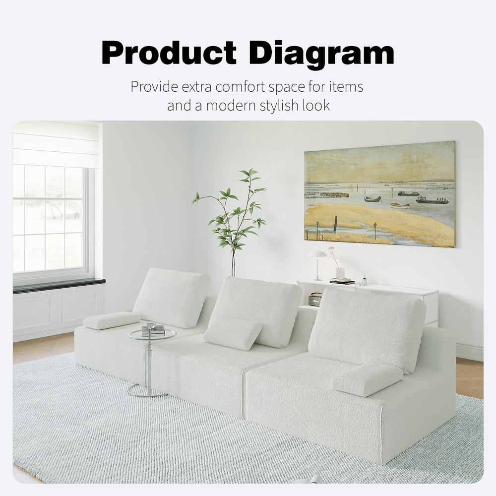 Oversized Modular Sectional Sofa,Luxury Boucle Floor Couch Set,Convertible Co