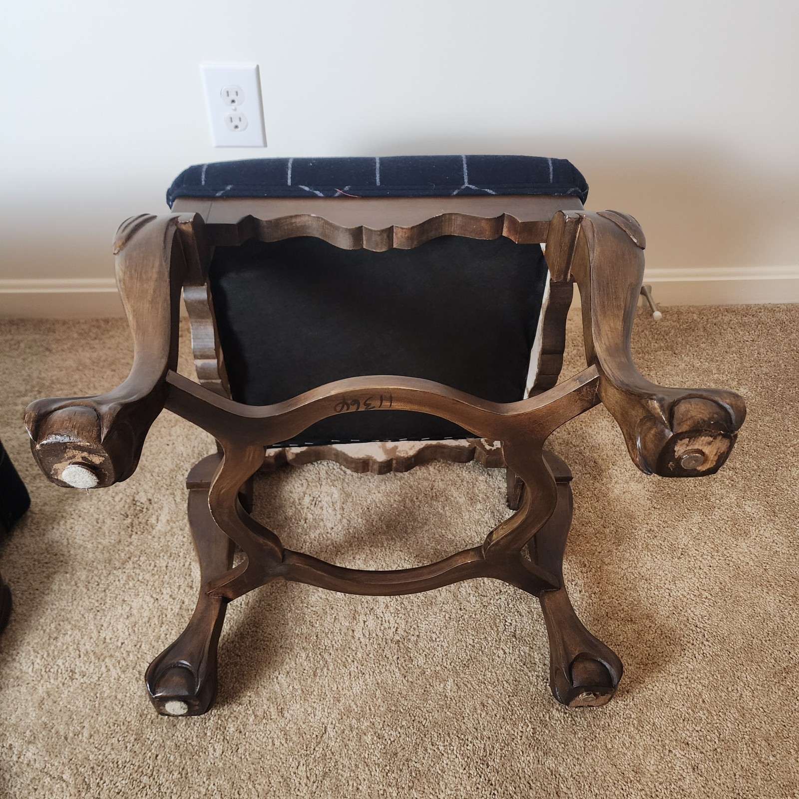 Vintage Pair of Georgian Style Walnut Foot Stools Mid-Century Vintage 1960–1970s