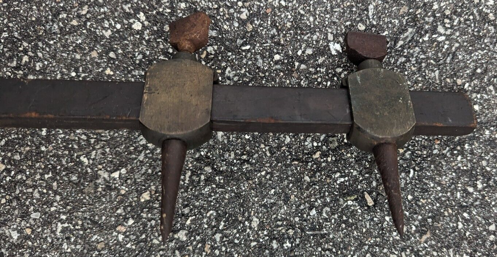 Vintage Brass & Wood Trammel Points