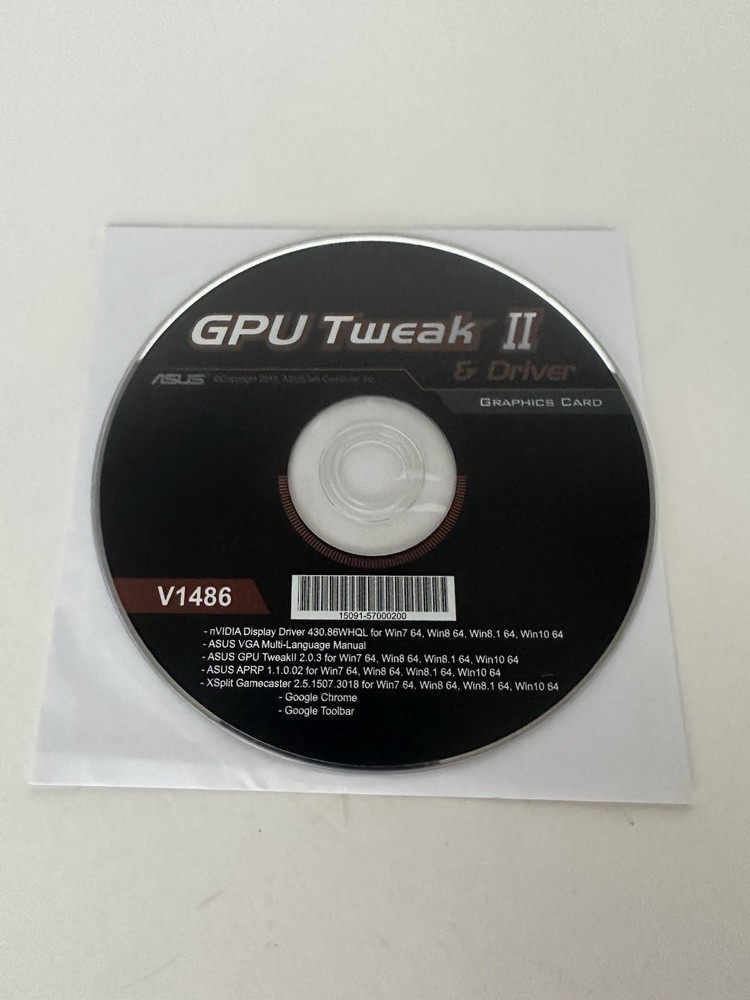 Genuine ASUS GPU Tweak I| 2 and Driver CD V1486 2019 Software Disc