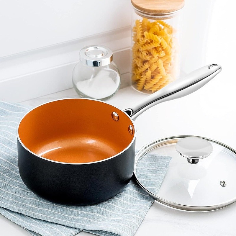 Nonstick Saucepan Set Ceramic Coating Scratch Resistant Heat Efficient Cookware