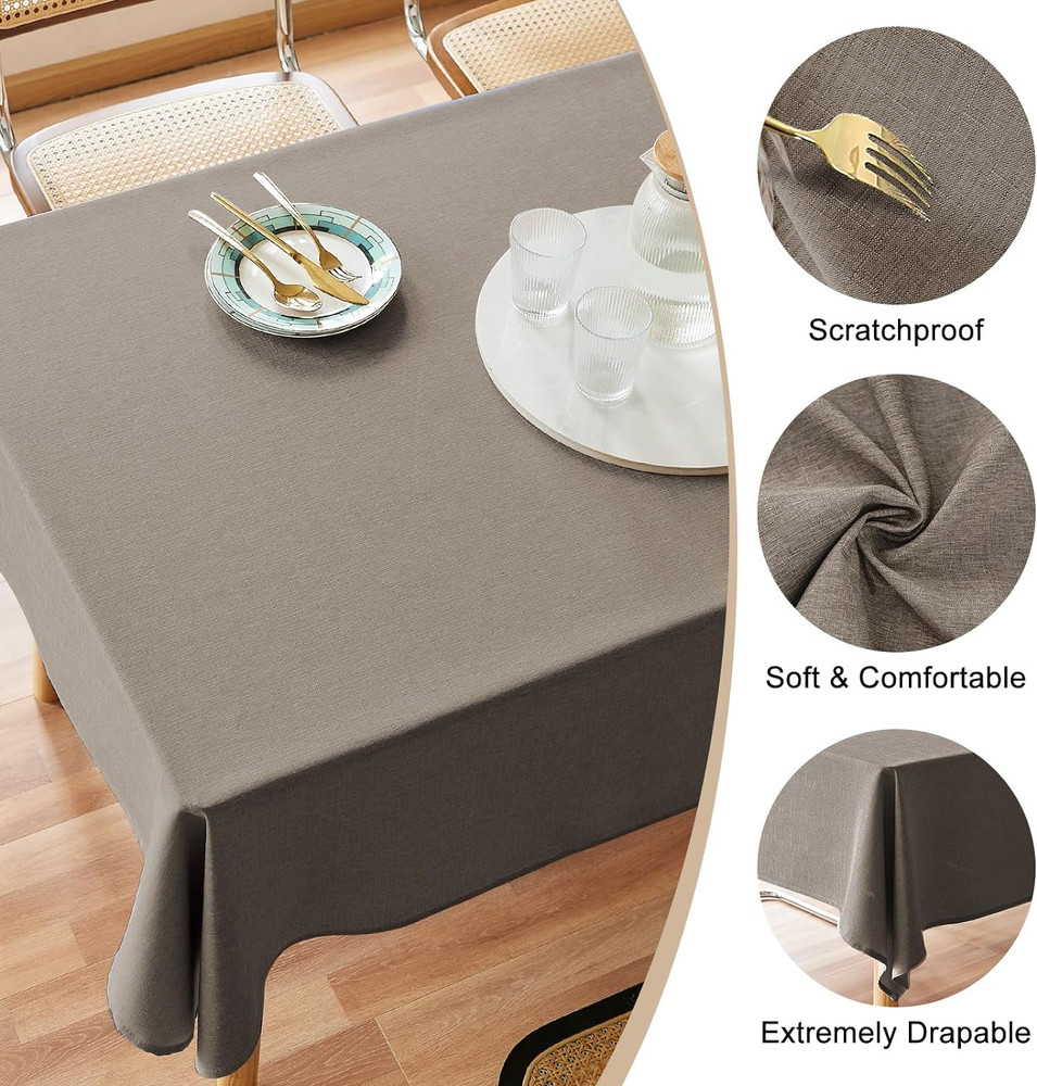 Textured Tablecloth Rectangle 60x84 Water Resistant Spill-Proof Wipeable Table C