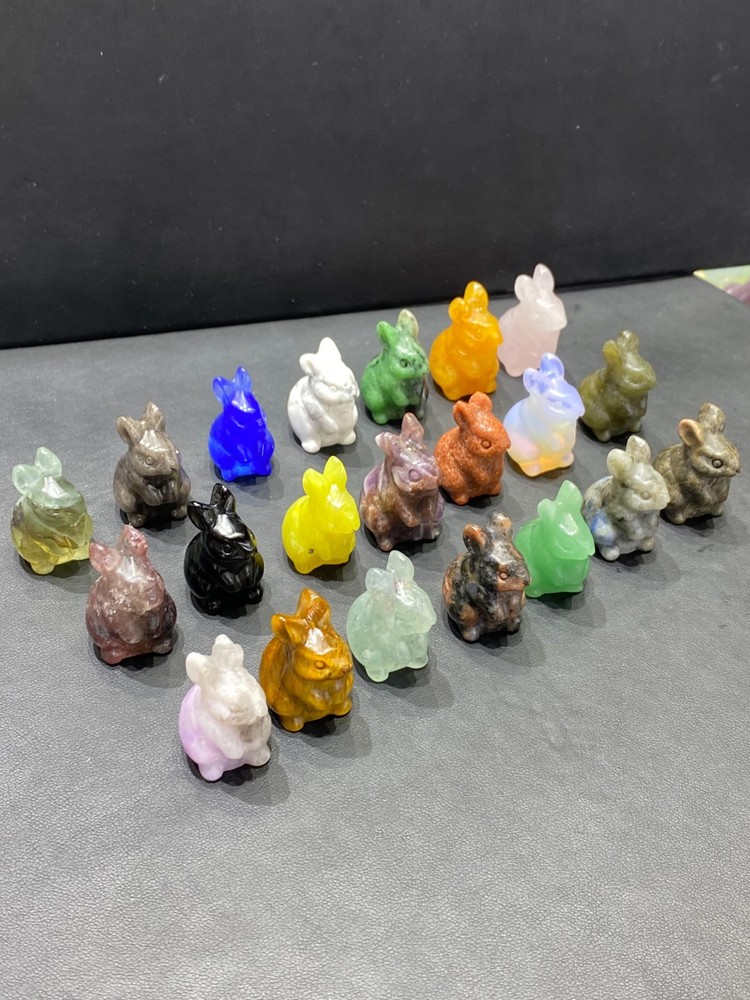 5PC Natural Mixed quartz crystal carved rabbit skull crystal Reiki healing gift